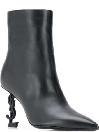 Saint Laurent Opyum Ankle Boots In Black Leather