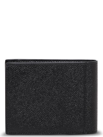 Balenciaga Black Leather Wallet With Logo Plate