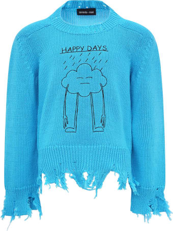 Riccardo Comi Light Blue "happy Day" Sweater For Kids
