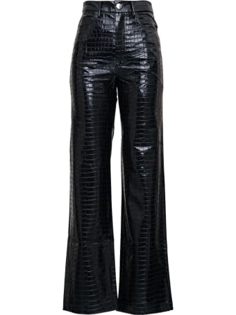Rotate by Birger Christensen Rotie High Waist Trousers In Black Coated Fabric