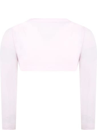 Monnalisa Pink Cardigan For Girl With Logo