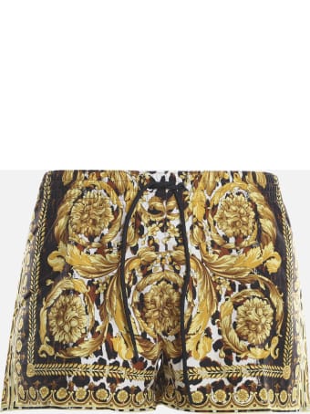 Versace Nylon Swim Shorts With All-over Wild Baroque Print