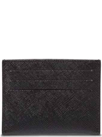 Givenchy Card Holder In Hammered Black Leather With Logo Print