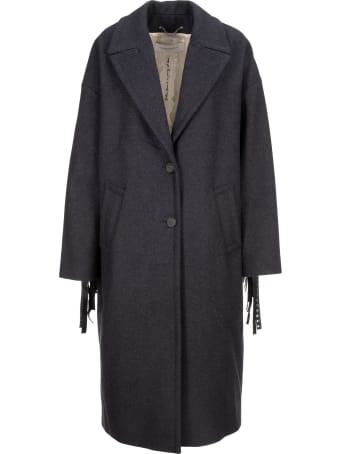 Golden Goose Wool Blend Single-breasted Fringed Coat