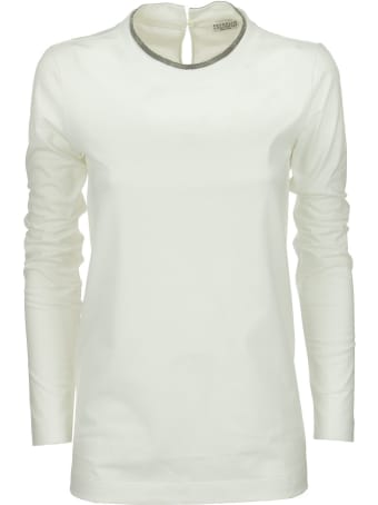 Brunello Cucinelli Stretch Cotton Jersey T-shirt With Monile