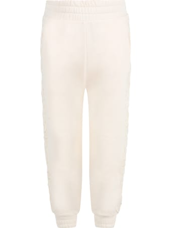 Ermanno Scervino Junior Pink Sweatpants For Girl With Logo Patch