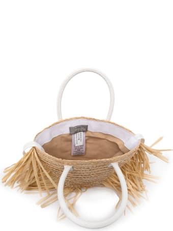 Il Gufo Handbag In Raffia And Leather With Fringes