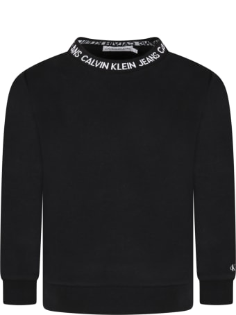 Calvin Klein Black Sweatshirt For Kids With White Logo