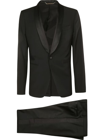 Les Hommes Ottoman & Satin Detailed Lapel Party Suit
