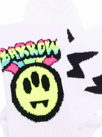 Barrow White Cotton Socks With Logo