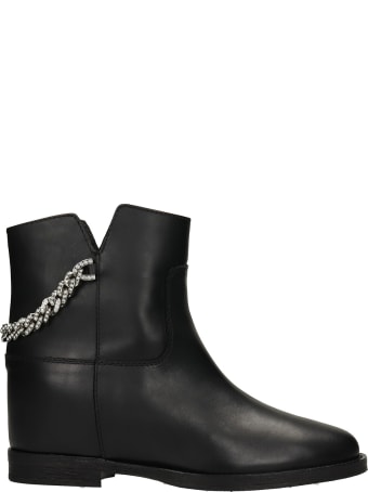Via Roma 15 Ankel Boots Inside Wedge In Black Leather