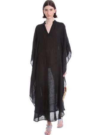 120% Lino Dress In Black Linen