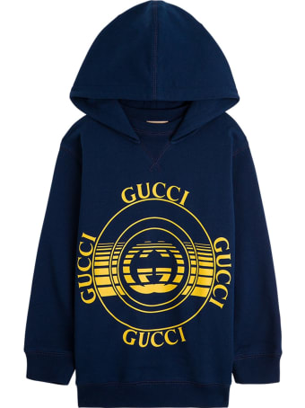Gucci Cotton Blue Hoodie With Disck Print