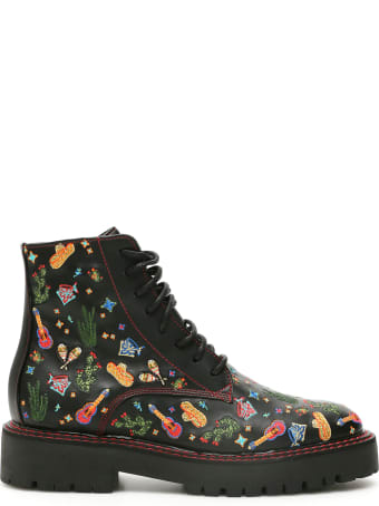 Dawni Mexican Embroidery Combat Boots