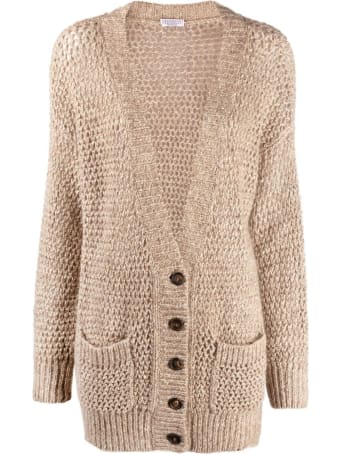 Brunello Cucinelli Beige Cardigan In Wool Blend