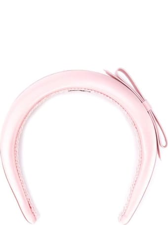 RED Valentino Pink Satin Headband With Bow