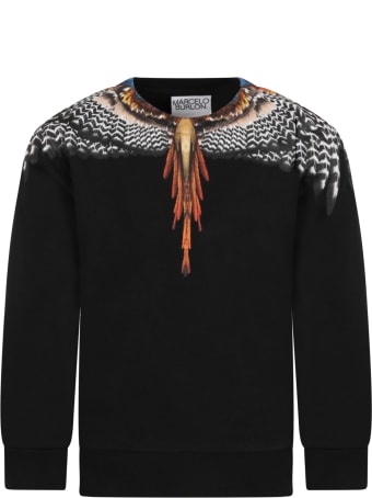 Marcelo Burlon Black Sweatshirt For Boy With Iconic Wings