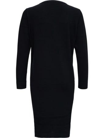 Fabiana Filippi Black Silk And Cashmere Dress With Bright Detail