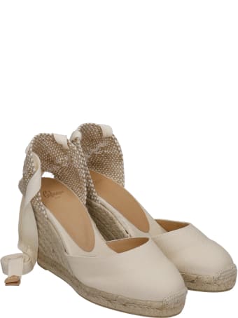 Castañer Carina Wedges In Beige Canvas
