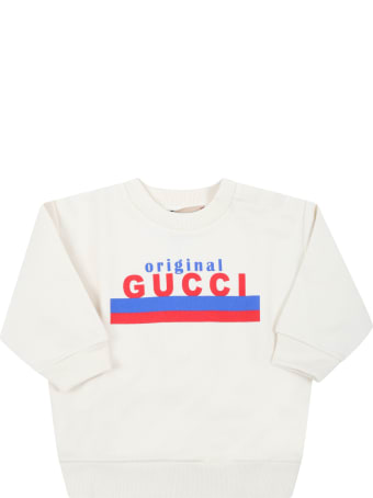 Gucci Ivory Sweatshirt For Babykids With Logo