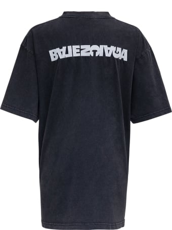 Balenciaga Black Jersey T-shirt With Logo Print