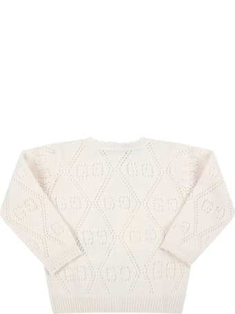 Gucci Ivory Cardigan For Baby Girl With Double Gg
