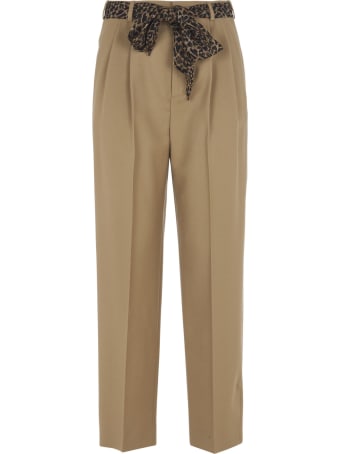 Saint Laurent Leopard Belt Straight Trousers