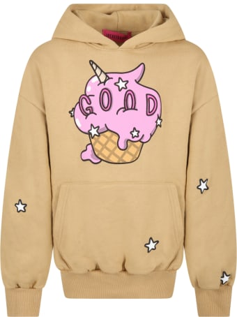 IRENEISGOOD Beige Sweatshirt For Girl With Ice Cream