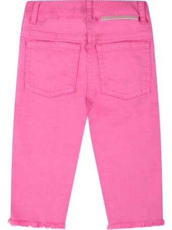 Stella McCartney Kids Fuchsia Jeans For Baby Girl With Logo Patch