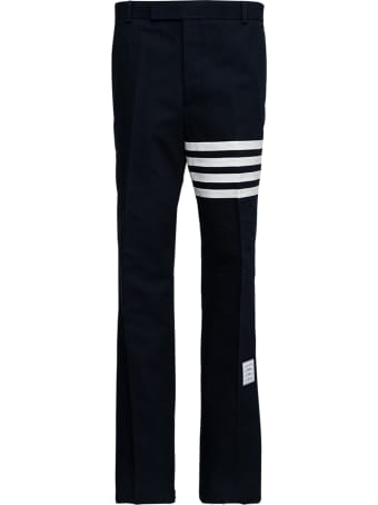 Thom Browne Blue Cotton Trousers With 7bar Detail