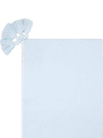 Little Bear Light Blue Blanket For Baby Boy With Tassels