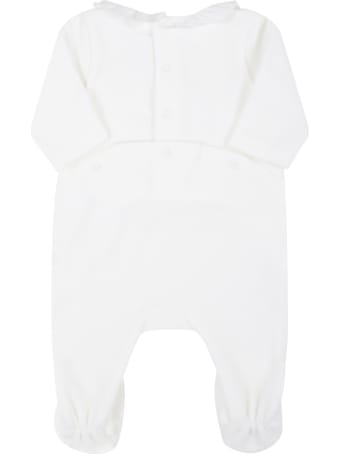 Chloé White Jumpsuit For Baby Girl With Logo