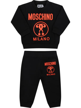 Moschino Black Tracksuit For Baby Kids With Logo