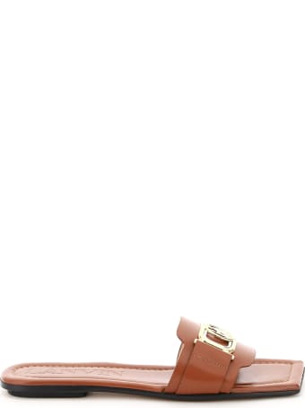 Lanvin Swan Mules Logo Buckle