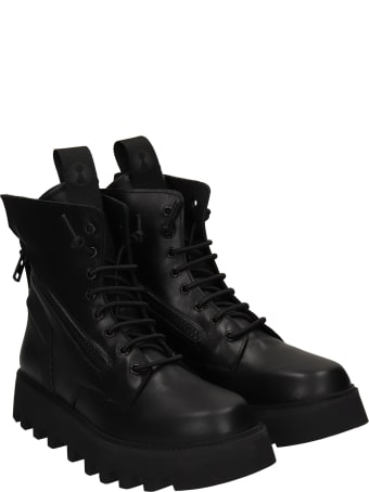 Bruno Bordese Doc Combat Boots In Black Leather