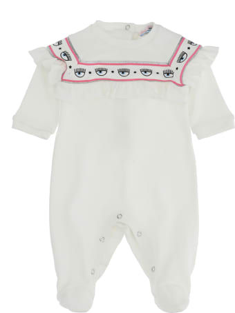Chiara Ferragni White Jumpsuit For Baby Girl