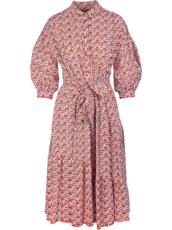 Diane Von Furstenberg Luna Cotton-jacquard Midi Shirt Dress In Printed Geo Orange