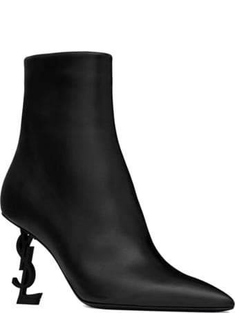 Saint Laurent Black Leather Opyum 85 Ankle Boots