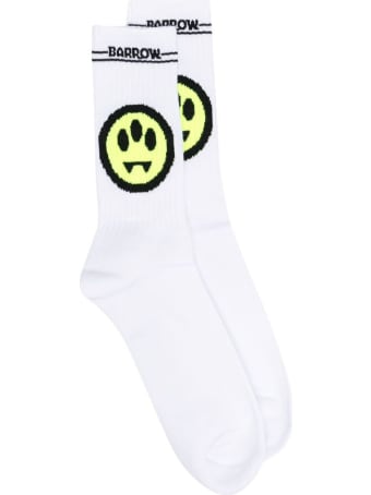Barrow White Cotton Socks With Logo