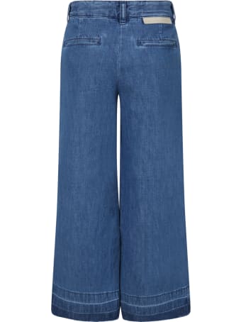 Stella McCartney Kids Blue Jeans For Girl With Patch Logo