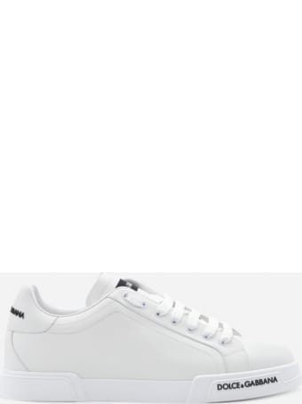 Dolce & Gabbana Portofino Sneakers In Leather With Contrasting Logo