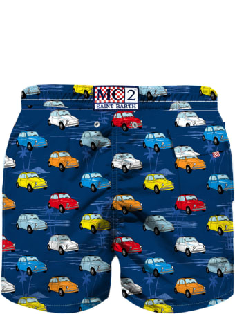 MC2 Saint Barth Multicolor Cars Print Boy's Swimshorts