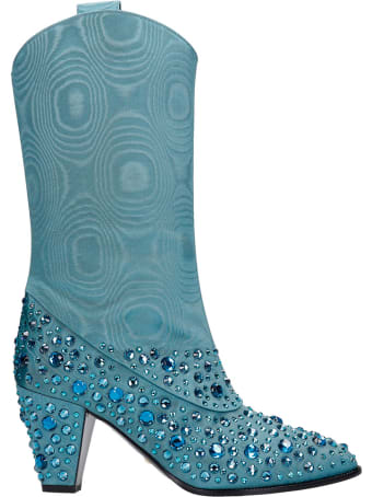 Gucci Texan Ankle Boots In Green Polyester