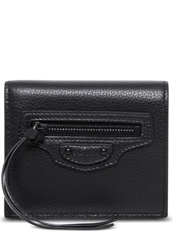 Balenciaga Neo Classic Black Leather Wallet With Logo