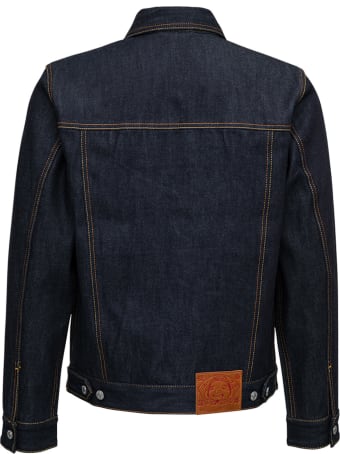 Evisu Blue Denim Jacket With Logo Print