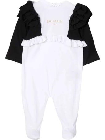Balmain Newborn White Onesie