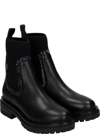 Bibi Lou Combat Boots In Black Leather