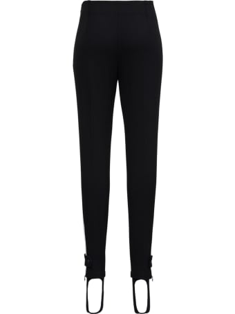 Moncler Black Stretch Fabric Leggings With Logo Patch