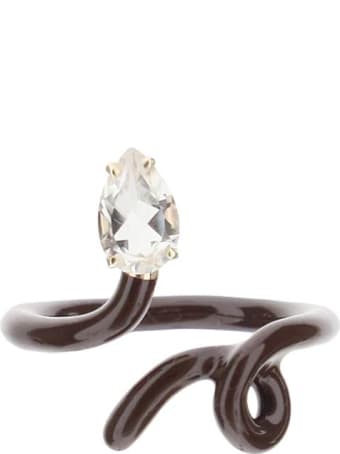 Bea Bongiasca Baby Vine Tendril Ring Drop Cut Crystal