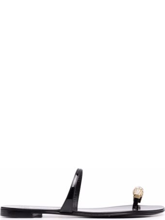 Giuseppe Zanotti Flat Sandals In Black Leather